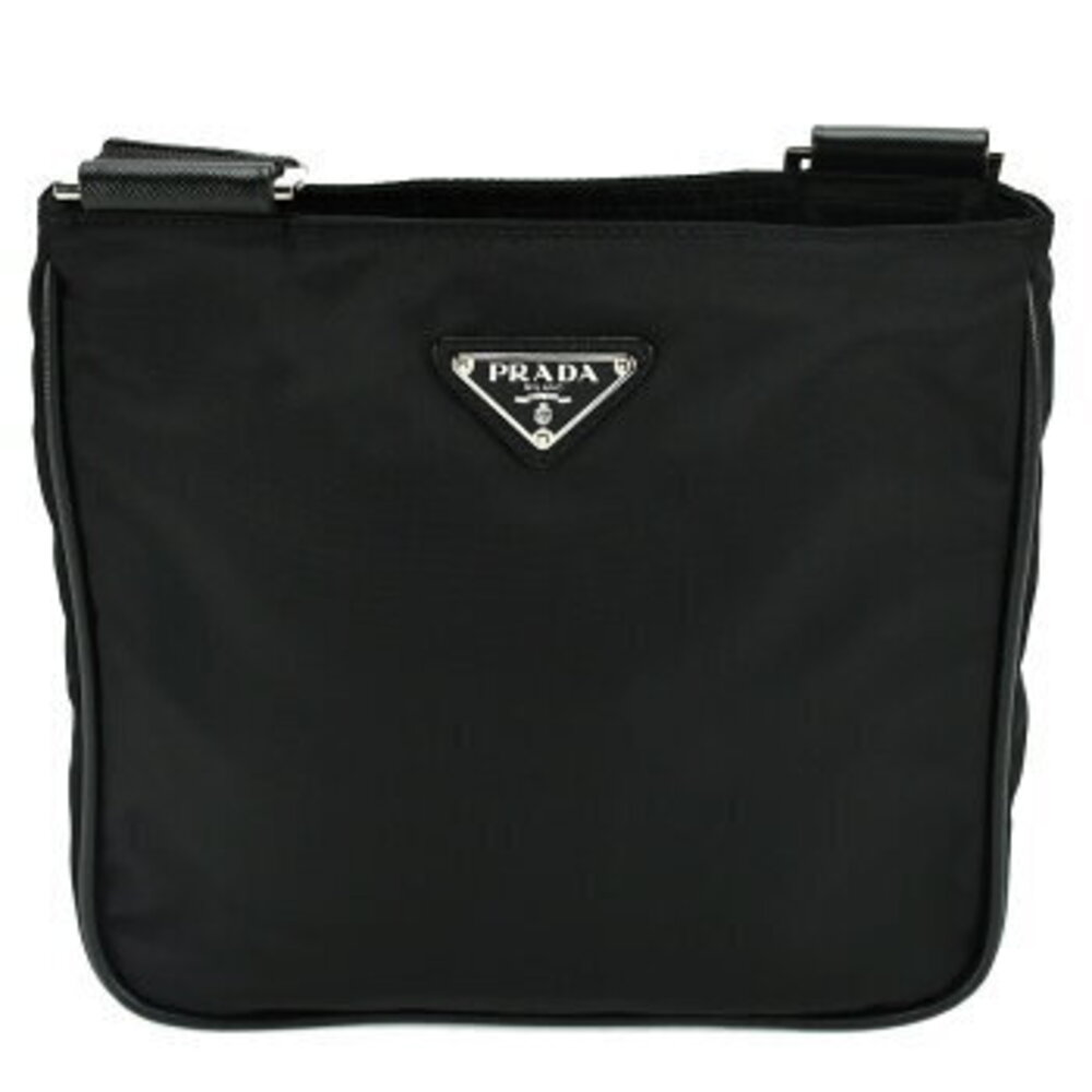 Prada Black Tessuto Saffiano Triangle Bag Leather Shoulder Logo Crossbody